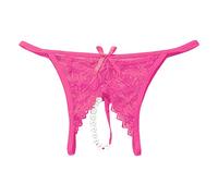 String Ficelle Femme Femmes Perle Massage Sexy Femme Ouvert Entrejambe Dentelle Transparent String Culotte Slip Femme Pocket String Taille Haute Femme (Hot Pink, XL)
