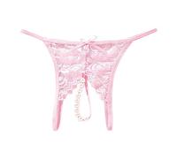 String Ficelle Femme Femmes Perle Massage Sexy Femme Ouvert Entrejambe Dentelle Transparent String Culotte Slip Femme Pocket String Taille Haute Femme (Pink, XL)