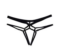 String Ficelle Femme Sexy érotique Transparente Culotte Sexy Chic Grande Taille Ouverte sous Vetements feminins Shorty Coquine Hot Fendu de Nuit Jeu de Cosplay Slips (Black, M)