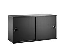 String Furniture Armoire à portes coulissantes - Profondeur 30 cm - Frêne teinté noir