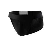 String Homme en Côton de Coton à Fourche Haute, sous-vêtement Masculin Confortable avec Grande Poche U Renforcée, Soutien Exceptionnel et Confort Ultime(Black, L)