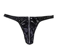 String Homme Métallisé Cuir Caleçon Slip Glissière Bouton Lacets sous-vêtements Lingerie Bas de Bain Noir Bikini Grande Taille String Homme Slip Cuir Verni Zip Calecon Personnalise Homme