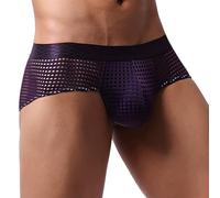 String Homme Sexy Hot Transparent grande taille, sexy, GAY, taille basse, large ceinture, couleur, confortable, design tendance Pyjama En Satin Pour Avec Peignoir(Dark Violet,L)