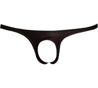 String Homme Sexy Ouvert Sous-Vêtements Homme Sous-vêtements Bikini Boxer T-Tanga, Noir , M