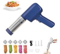 String Hopper Maker Electric, Electric String Hopper Maker, Home Automatic 5-in-1 Cordless Pasta Makers, with 5 Interchangeable Molds, for Making Linguine, Thin, Thick Noodles (Blue)