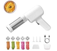 String Hopper Maker Electric, Household Pasta Maker Cord Less, Idiyappam Maker Electric, Pasta Machines Portable Noodles Make, Sausage Stuffer with 5 Noodle Molds (White)
