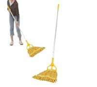 String Mop - Reusable Four Section Floor Cleaning Mop with Absorbent Cloth Head, Heavy Duty Wet Dry Sweeping Mops for Home Use Bathroom Kitchen Living Room Bedroom Balcony Classroom Dormitory