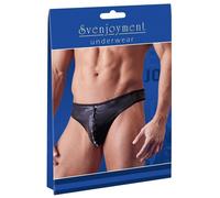 String Noir Effet Mouille Avec Zip En Strass - M