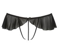 String noir ouvert avec volant et perles -Taille XL