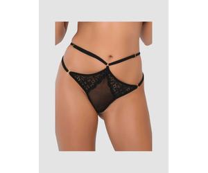 String ouvert dentelle & lanière noir