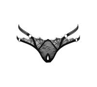 String ouvert dentelle & lanières strass noir