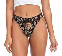 String personnalisé avec visage pour femmes Sous-vêtements personnalisés Culotte avec texte d'image Thongs personnalisés Cadeaux drôles pour elle