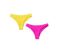 String Personnalisé Femme Bas de Bikini pour Femmes, Bas de Maillot de Bain Coupe Haute, Couleur Unie, Taille Moyenne, Lot de 2 Shorty Gainant Femme Ventre Plat Short Femme Sexy (Beige, XL)