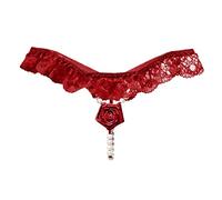 String Personnalisé Prenom Femmes sous-Vêtements Strings Dentelle Bikini Culotte G String String Stretch Ladie Brief String Short De Sport Femme Shorty Femme Dentelle Rose (Wine, One Size)