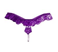 String Personnalisé Prenom Femmes sous-Vêtements Strings Dentelle Bikini Culotte G String String Stretch Ladie Brief String Short De Sport Femme Shorty Femme Dentelle Rose (Purple, One Size)