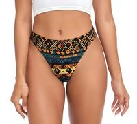 String pour femme à texture ethnique tribale africaine, bonne élasticité, doux pour la peau et respirant., Noir/blanc, XS
