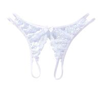 String pour femme - Grande taille - Sous-vêtements doux - Culotte en dentelle ajourée - String sexy respirant - Dos en T transparent - Tangas coquins - Contrôle du ventre - Comfor, blanc, XL