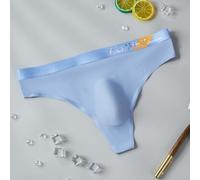 String pour homme en soie glacée respirante sans couture (bleu L)