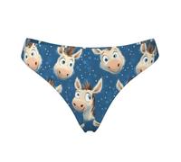 String sans couture pour femme - Imprimé drôle bleu âne pour femme - Sous-vêtements invisibles, Noir, M