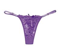 String Sexy de pute Femme Transparent Tanga Sexy érotique Dentelle Florale Chic Lingerie Sexy T-Back Thongs G-Strings reglable sous Vetements feminins Shorty Slip Ficelle de Nuit (Purple, One Size)