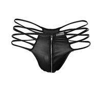 String sexy en cuir synthétique pour homme, avec fermeture éclair, pour un port confortable et antidérapant, peut être ouvert depuis le milieu, un cadeau pour mon ami, Noir , taille unique