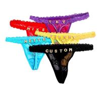 String Sexy Personnalisé En Dentelle Avec Lettres Pour Femme - Bikini Personnalisé Avec Bijoux De Corps En Cristal Doré Brillant,Sous-Vêtements Tendance Taille Basse,Dos En T,Cadeaux Pour Femme,