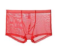 String sexy pour homme en soie glacée transparente Triangle Pants Mince Taille basse Maille Été Respirant Sous-vêtements Culottes Tête Menottes, rouge, XXL