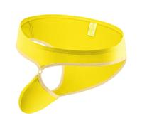 String sexy pour homme - String G avec joint torique - Lingerie érotique - Culotte ouverte - Culotte en T - Mankini - Sous-vêtements érotiques - Entrejambe ouvert - Sous-vêtements de soirée, jaune, XL