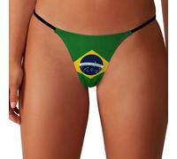 String Sexy Taille Basse avec Drapeau du Brésil pour Femme, sous-vêtement Respirant et Coquin