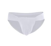 String Skiny pour homme - En soie glacée - Taille basse - Couleur unie - Respirant - Avec grande poche - Maillot de bain - Tanga sexy - Sous-vêtements moulants pour homme, Blanc., 3XL