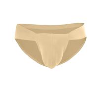 String Skiny pour homme - En soie glacée - Taille basse - Couleur unie - Respirant - Avec grande poche - Maillot de bain - Tanga sexy - Sous-vêtements moulants pour homme, beige, L