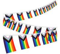 String String - Chaîne en tissu | Rainbow Pennant Banner Fands | Rainbow Bunting Banner | Guirlande de drapeau colorée pour fierté LGBT, décorations de fête, événements, célébrations intérieures
