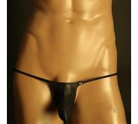 String string en T dans le dos en T pour homme, coupe profonde, avec poche pochette, sous-vêtements en nylon respirant pour la vie quotidienne, le sport, les fêtes, noir, bleu, violet (S noir)