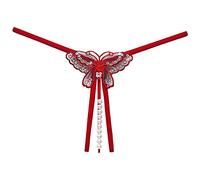 String String Sexy Mince Transparent - String Femme Dentelle - Culotte Taille Haute Papillon Perles Massage Tanga avec Entrée Basse et Culotte à Paillettes Ouverte Dentelle String, rouge, taille