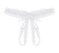 String Taille Haute pour Femme Culottes Sexy Taille Basse Entrejambe Ouvert Dentelle sous-vêtements Femmes Culottes Culottes Femmes sous Vetement Femme CaleçOn Femme Sport Fesses (White, One Size)