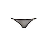String Tanga Noir En Tulle Et Wetlook Transparent Ouvrant Sur Le Côté