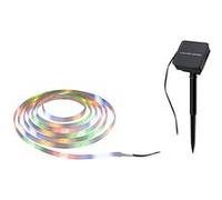 Strip LED Solaire 3m incl. capteur crépusculaire et batterie 3m revêtue IP44 0,3W 16 LEDs/m RGB Noir G