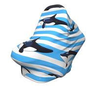 Strip Whale Couverture d'allaitement 360° Couverture complète Ocean Shark Écharpe extensible pour l'allaitement et le siège de voiture Convient à la plupart des poussettes et landaus