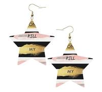 Stripe Don'T Kill My Vibe Boucles d'oreilles en cuir en forme d'étoile Accessoires de mode légers festivals fêtes vie quotidienne, One Size, Cuir, Pas de pierre précieuse