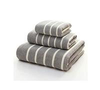 Stripe Enfants Femmes Hommes Pure Pure de Coton Place de Bain à Main Coton Set 3 pcs (A 34 * 34 cm; 34 * 76 cm; 70 * 140 cm)