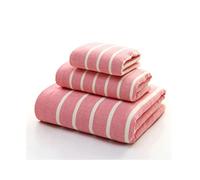 Stripe Enfants Femmes Hommes Pure Pure de Coton Place de Bain à Main Coton Set 3 pcs (A 34 * 34 cm; 34 * 76 cm; 70 * 140 cm)