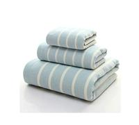 Stripe Enfants Femmes Hommes Pure Pure de Coton Place de Bain à Main Coton Set 3 pcs (A 34 * 34 cm; 34 * 76 cm; 70 * 140 cm)