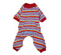 Striped Dog Pajamas | Soft Breathable Pet Bodysuit for Small/Medium Dogs | Classic 4 - Leg Design Prevents Licking & Scratching | Lightweight Polyester with Elastic Cuffs (S)