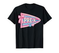 Striped Floral Flag Back to School Pre-K Preschool T-Shirt Graphique avec Valeur