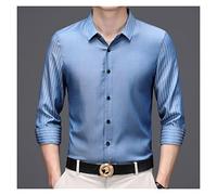 Striped Mens Long Sleeve Shirts for Mens Large Size Blouses Office Wear Shirts (Color : Blue Size : XXXXL Code)
