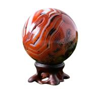 Striped Red Agate Quartz Gemstone Crystal Ball Round Sphere Collection FengShui Home Decor Ornaments,60~70mm