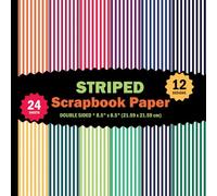 Striped Scrapbook Paper: Color Sheets for Origami, Mixed Media Projects, Cards, Journals, Collages - 12 Designs - 2 Sheets/Design - 8.5"x8.5"
