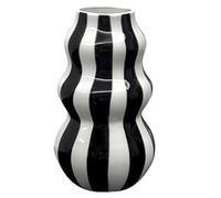 Striped Vase - Modern Aesthetic Ceramic Striped Vase, Decorative Flower Container Craftss | Hand Painted | for Home Apartment Bathroom Kitchen Indoor Room Table Centerpieces Decor