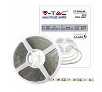 STRISCIA LED VT-5050-60 60LED/MT 12V STRIP 5MT 11W/M BIANCO FREDDO 6500K IP65 (2