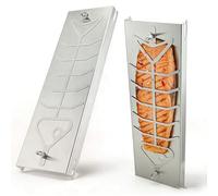Strixorn Lot de 2 planches à saumon flamme en acier inoxydable pour brasero et barbecue sphérique, 59 x 16 cm, planches à saumon pour barbecue, brasero avec fonction rotative à 180°, inoxydable